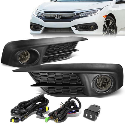 FAROS DE NIEBLA 2016+ HONDA CIVIC - W/ SWITCH - SMOKE