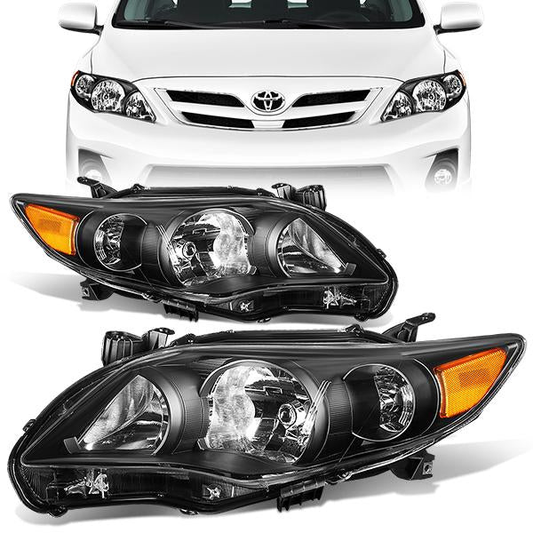 FAROS 11-13 TOYOTA COROLLA - 9006 LOW BEAM / 9005 HIGH BEAM / 3457A TURN SIGNAL - BLACK HOUSING / AMBER CORNER