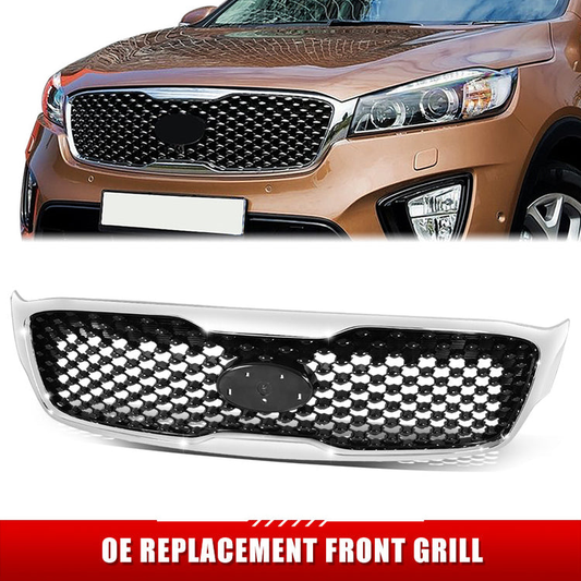 PARRILLA GRILLE - KA  SORETO '14-15/16-18/19-20/ GRILLE ASS'Y 16-18/ MAT-BLACK W/CHROME MOULDING/ (W/O AROUND VIEW MONITO)/ (LIMITED|SX)//PARTS.NO,KI1200182//OEM NO,86380C6010