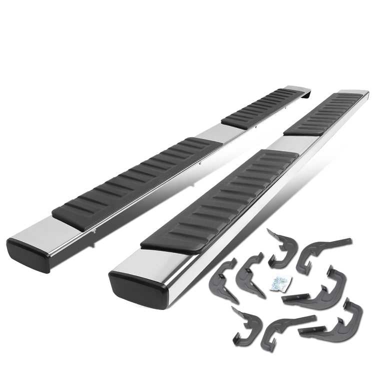 ESTRIBOS 6" - STRAIGHT - 07-18 CHEVY SILVERADO 1500, GMC SIERRA 1500 / 07-19 CHEVY SILVERADO 2500HD, 3500HD, GMC SIERRA 2500HD, 3500HD - DOES NOT FIT DIESEL MODELS EQUIPPED WITH DEF TANK - CREW CAB - SILVER