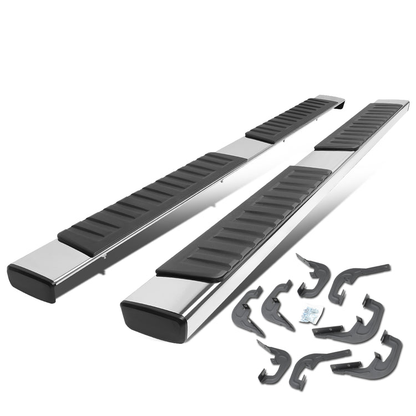 ESTRIBOS 6" - STRAIGHT - 07-18 CHEVY SILVERADO 1500, GMC SIERRA 1500 / 07-19 CHEVY SILVERADO 2500HD, 3500HD, GMC SIERRA 2500HD, 3500HD - DOES NOT FIT DIESEL MODELS EQUIPPED WITH DEF TANK - CREW CAB - SILVER