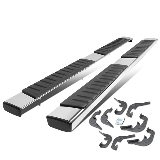 ESTRIBOS 6" - STRAIGHT - 07-18 CHEVY SILVERADO 1500, GMC SIERRA 1500 / 07-19 CHEVY SILVERADO 2500HD, 3500HD, GMC SIERRA 2500HD, 3500HD - DOES NOT FIT DIESEL MODELS EQUIPPED WITH DEF TANK - CREW CAB - SILVER