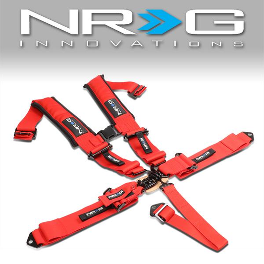 CINTURON RACING 5 POINT - SFI LATCH LINK - RED - WITH PAD