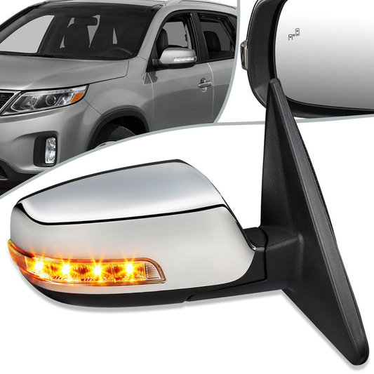 RETROVISOR MIRROR - OEM - 14-15 KIA SORENTO - POWERED - HEATED - W/ SIGNAL LIGHT - W/ MEMORY - POWER FOLDING - CHROME COVER - RIGHT