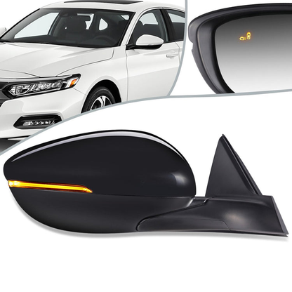 RETROVISOR MIRROR - OEM - 16-17 HONDA ACCORD 4-DR - POWERED - HEATED - W/ SIGNAL LIGHT - W/ BSD - FOLDING - BLACK MATERIAL - RIGHT