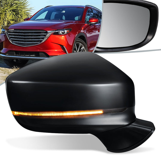 RETROVISOR MIRROR - OEM - 16-20 MAZDA CX-9 - POWERED - HEATED - W/ SIGNAL LIGHT - FOLDING - BLACK MATERIAL - RIGHT