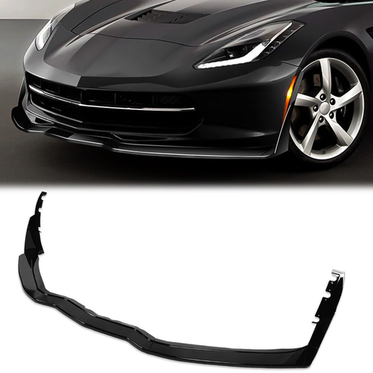 LIP FRONTAL 14-19 CHEVROLET CORVETTE - EXCLUDES ZR1 MODELS - REQUIRES DRILLING BUMPER FOR INSTALLATION - 3PC - PAINTED GLOSS BLACK
