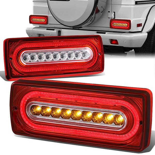 FAROS TRASEROS 99-17 MERCEDES-BENZ G-CLASS / 14-17 G63 AMG - LED - RED / CLEAR