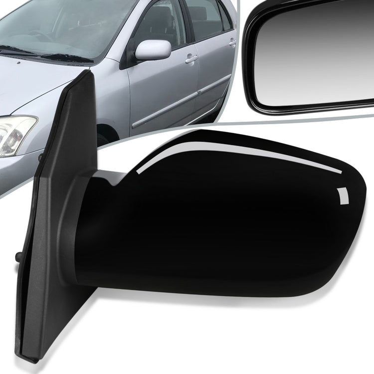 RETROVISOR MIRROR - OEM - 03-08 TOYOTA COROLLA - POWERED - PAINTABLE - BLACK - LEFT