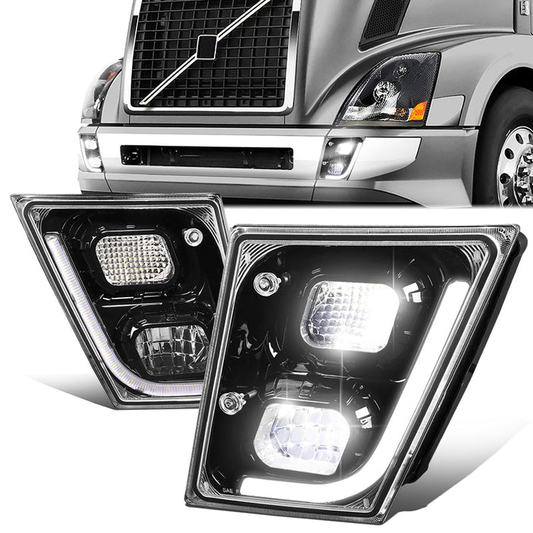 FAROS DE NIEBLA 03-17 VOLVO VN VNL VNM VNX MODEL TRUCKS - 3D - LED - BLACK