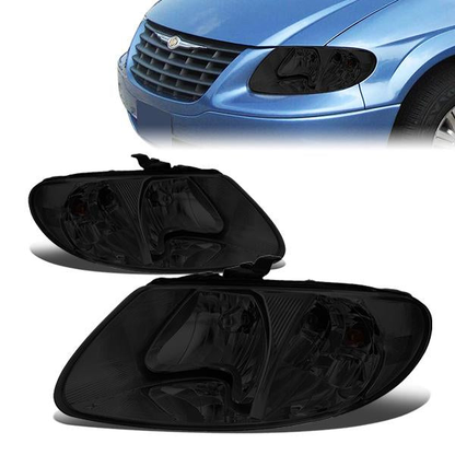 FAROS 01-07 CHRYSLER TOWN & COUNTRY / 01-07 DODGE CARAVAN / 01-07 DODGE GRAND CARAVAN / 01-03 CHRYSLER VOYAGER - FIT MODELS WITH 113 WHEEL BASE ONLY - OE STYLE - CHROME HOUSING / SMOKED LENS / CLEAR CORNER - 9007 LOW BEAM / HIGH BEAM