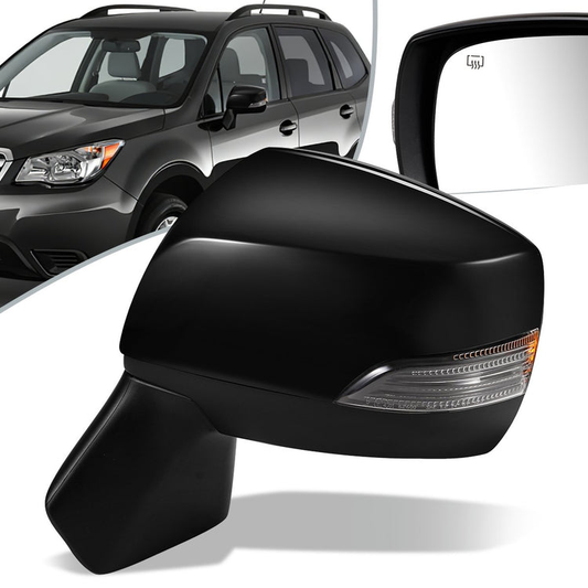 RETROVISOR MIRROR - OEM - 14-16 SUBARU FORESTER - POWERED - HEATED - W/ SIGNAL LIGHT - FOLDING - BLACK MATERIAL - LEFT