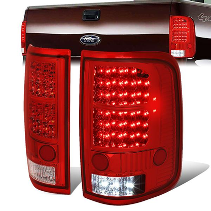 FAROS TRASEROS 04-08 FORD F-150 / LOBO - LED - CHROME / RED