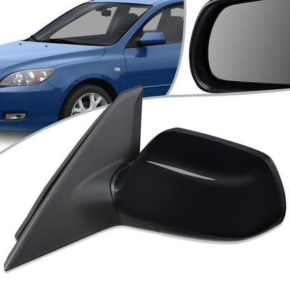 RETROVISOR MIRROR - OEM - 04-09 MAZDA 3 - POWERED - TEXTURED - BLACK - LEFT