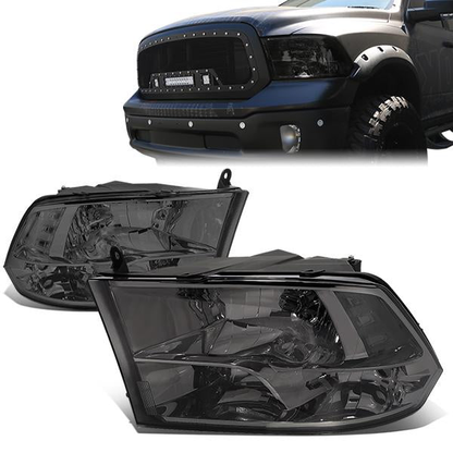 FAROS 09-10 DODGE RAM 1500 / 2010 DODGE RAM 2500, 3500 / 11-18 DODGE RAM 1500, 2500, 3500, 4500, 5500 - FITS 2009 NEW BODY STLYLE MODELS ONLY - WILL NOT FIT MODELS IWTH FACTORY PROJECTOR LED STYLE HEADLIGHTS - ONLY FITS MODELS WITH QUAD HEADLAMPS - SMOKE