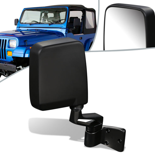 RETROVISOR MIRROR - OEM - 1987 JEEP WAGONEER / 87-93 JEEP WRANGLER - MANUAL - BLACK - RIGHT