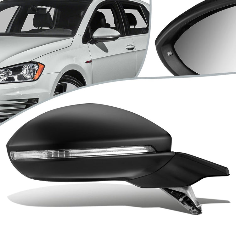 RETROVISOR MIRROR - OEM - 13-16 VOLKSWAGEN GOLF - POWERED - HEATED - W/ SIGNAL LIGHT - FOLDING - RIGHT - BLACK