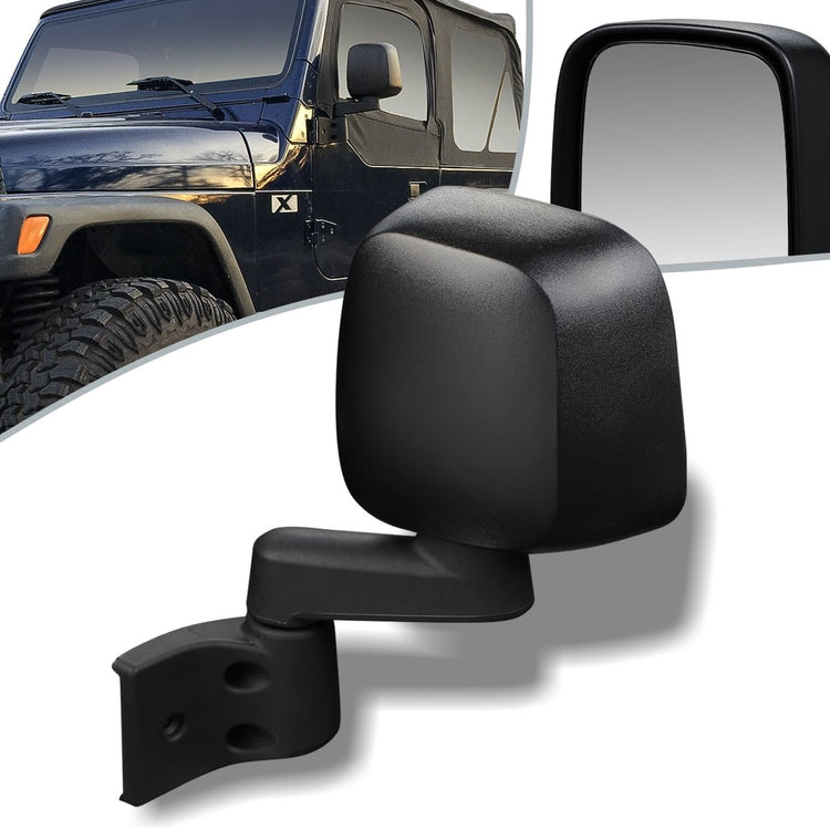 RETROVISOR MIRROR - 97-06 JEEP WRANGLER - MANUAL - OEM - LEFT - TEXTURED/BLACK