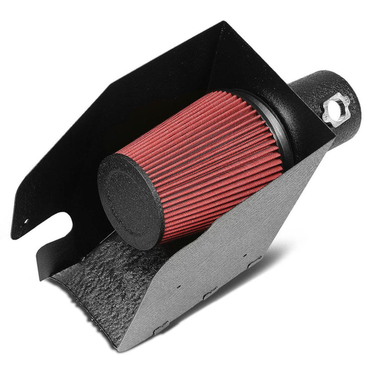 FILTRO DE AIRE ALTO FLUJO HEAT SHIELD - 08-10 FORD F-250, F-350, F-450 SUPER DUTY 6.4L - ALUMINUM PIPING - WRINKLE FINISH - BLACK
