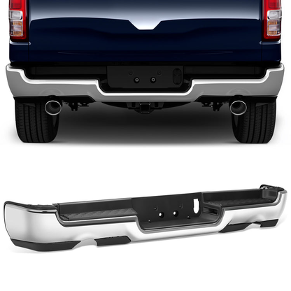 BURRERA TRASERA RAM 1500 2019-2024 - FITS MODELS WITH DUAL EXHAUST - W/O PARKING SENSORS - EXCLUDES REBEL & TRX MODELS - CHROME/STEEL