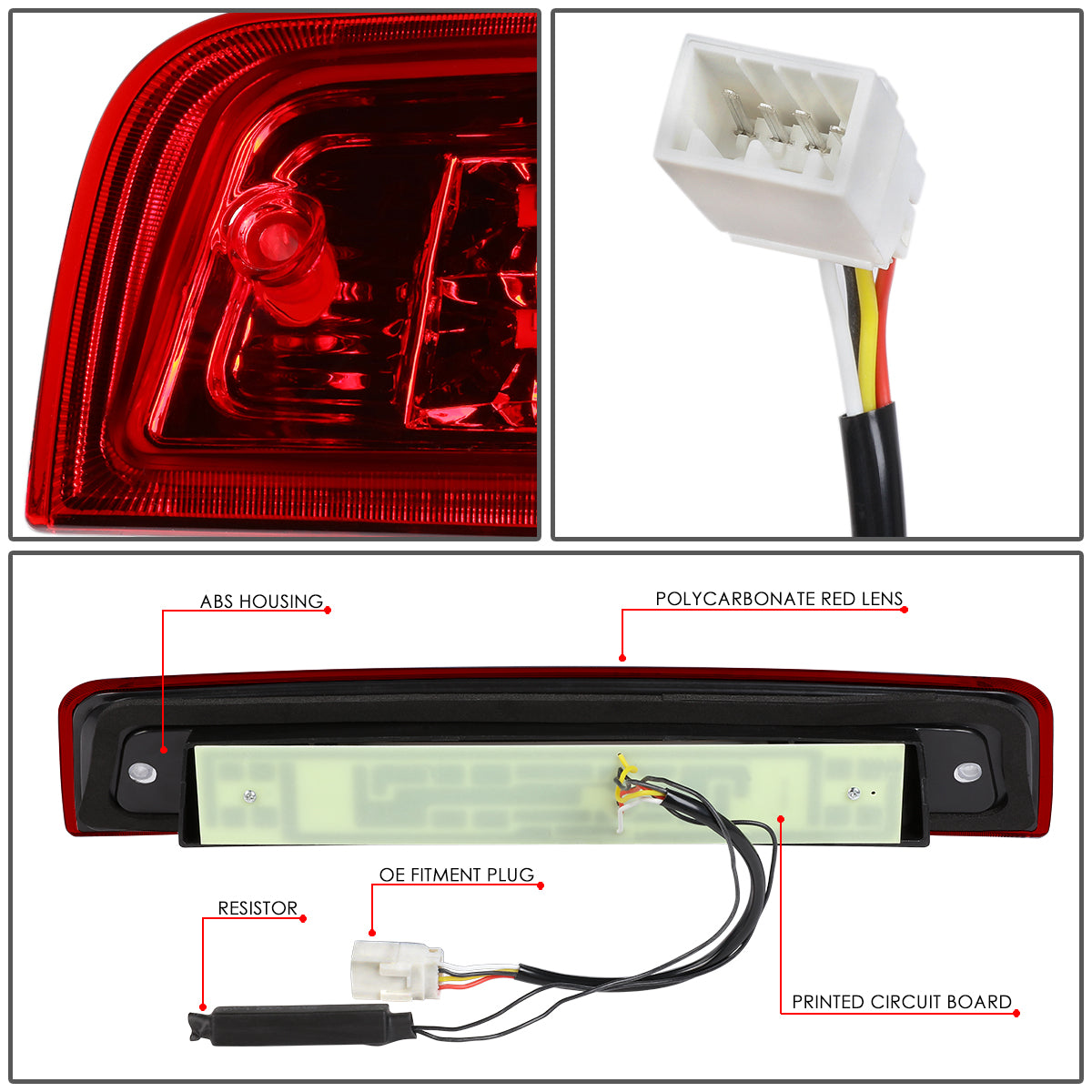 LUZ DE FRENO 09-17 DODGE RAM 1500 / 10-17 DODGE RAM 2500, 3500 - 3D - LED - RED