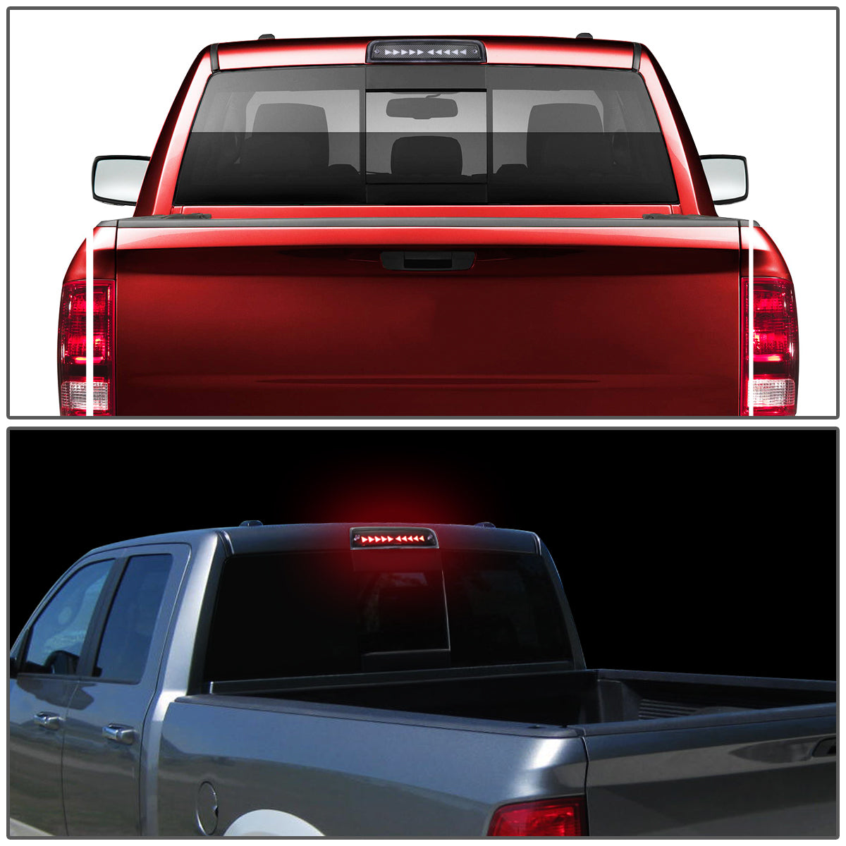 LUZ DE FRENO 09-18 DODGE RAM 1500 / 10-18 DODGE RAM 2500, 3500, 4500, 5500 - 3D - LED - SEQUENTIAL TRIANGLE LED - BLACK