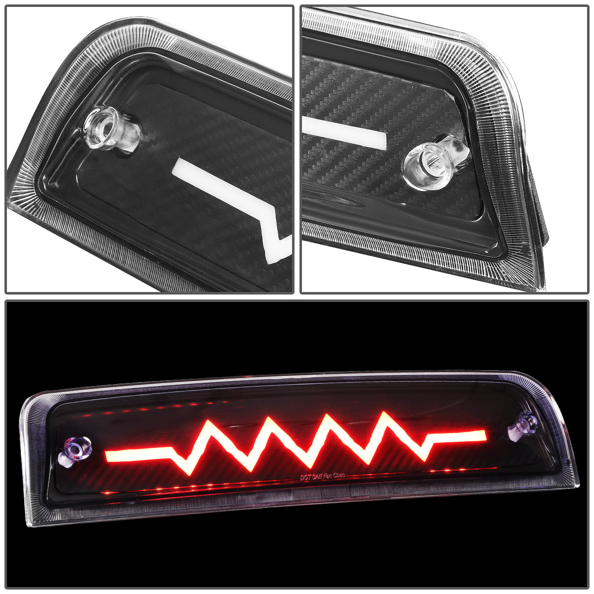 LUZ DE FRENO 09-18 DODGE RAM 1500 / 10-18 DODGE RAM 2500, 3500, 4500, 5500 - 3D - LED - SEQUENTIAL HEARTBEAT LED - BLACK
