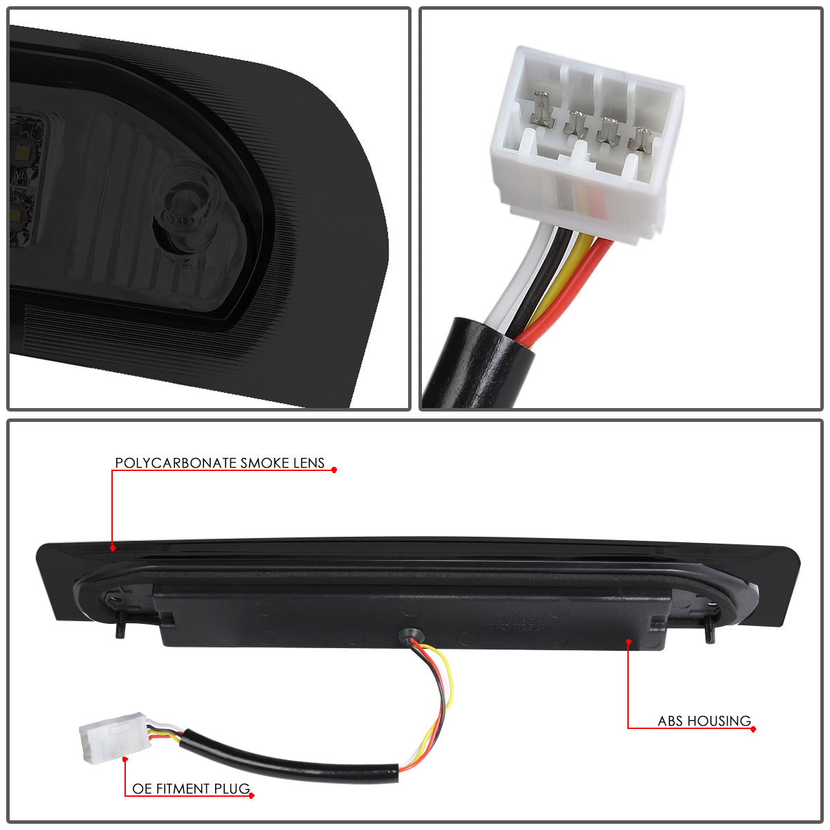 LUZ DE FRENO 02-08 DODGE RAM 1500 / 03-09 DODGE RAM 2500, 3500 - FITS MODELS WITH CARGO LIGHTS ONLY - 3D - LED - SMOKE