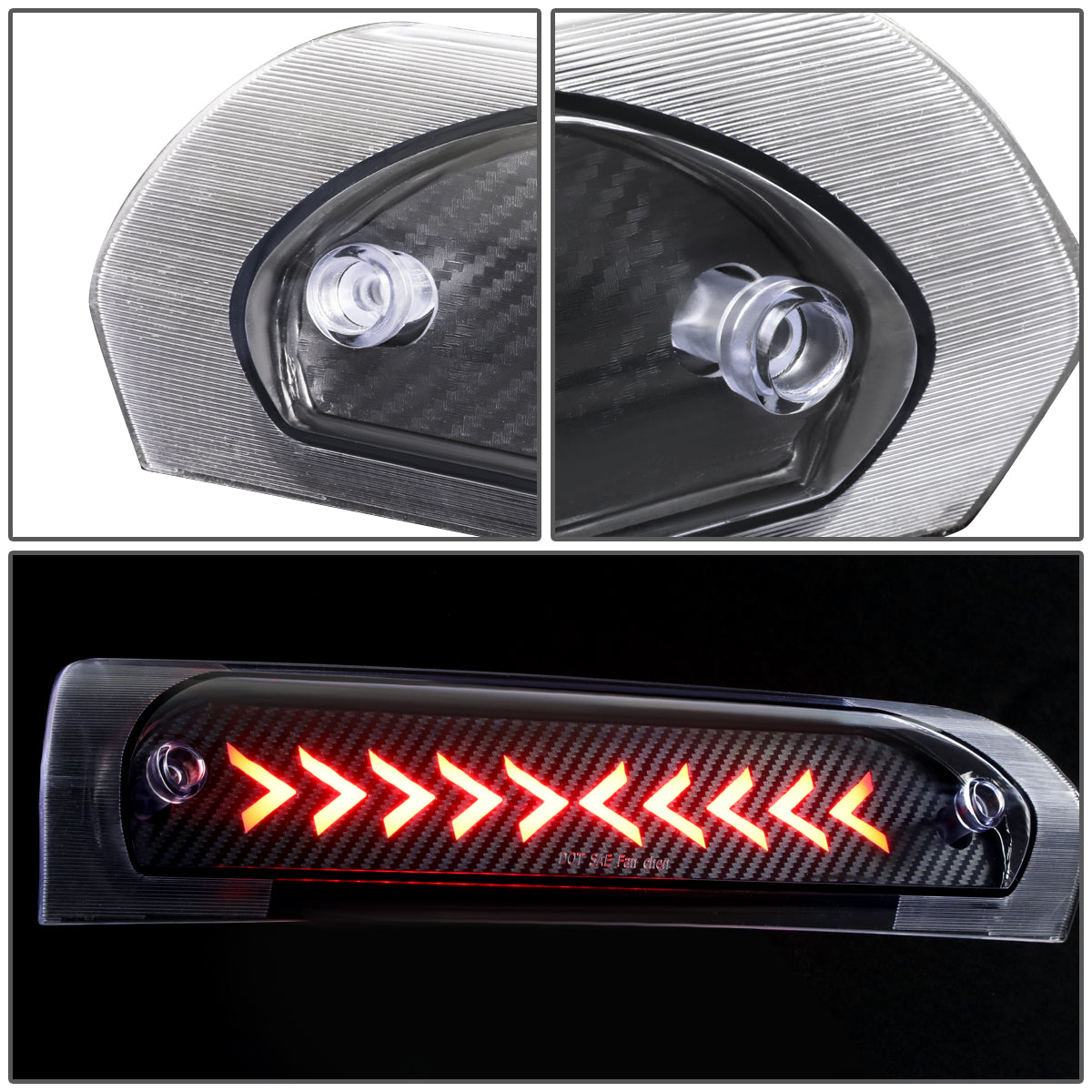 LUZ DE FRENO 02-08 DODGE RAM 1500 / 03-09 DODGE RAM 2500, 3500 - 3D - LED - SEQUENTIAL ARROW LED - BLACK