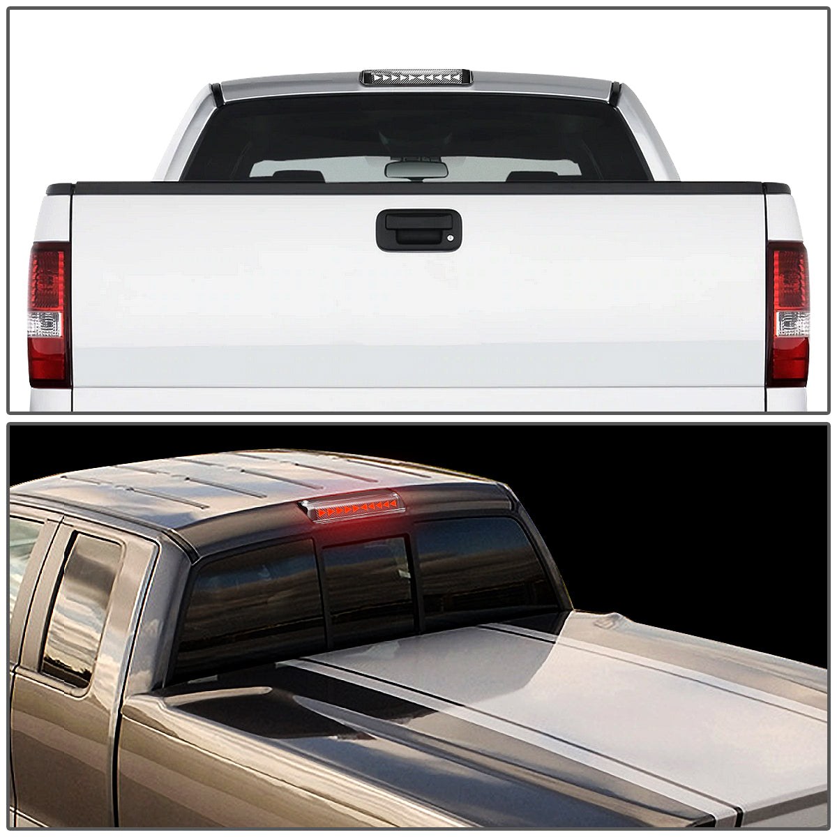 LUZ DE FRENO 07-10 FORD EXPLORER SPORT TRAC / 04-08 FORD F-150 - 3D - LED - SEQUENTIAL TRIANGLE LED - BLACK