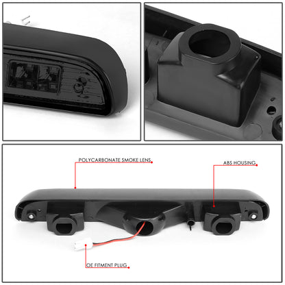 LUZ DE FRENO 92-96 FORD F-150, BRONCO / 92-97 F-250, F-350 - FITS MODELS WITHOUT REAR CARGO LIGHT - LED - SMOKE