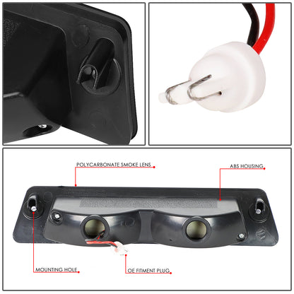 LUZ DE FRENO 87-93 FORD MUSTANG LX - FITS HATCHBACK MODELS WITH OEM SPOILER - PLUGS INTO FACTORY BULB SOCKET - 3D - LED - BLACK / SMOKE