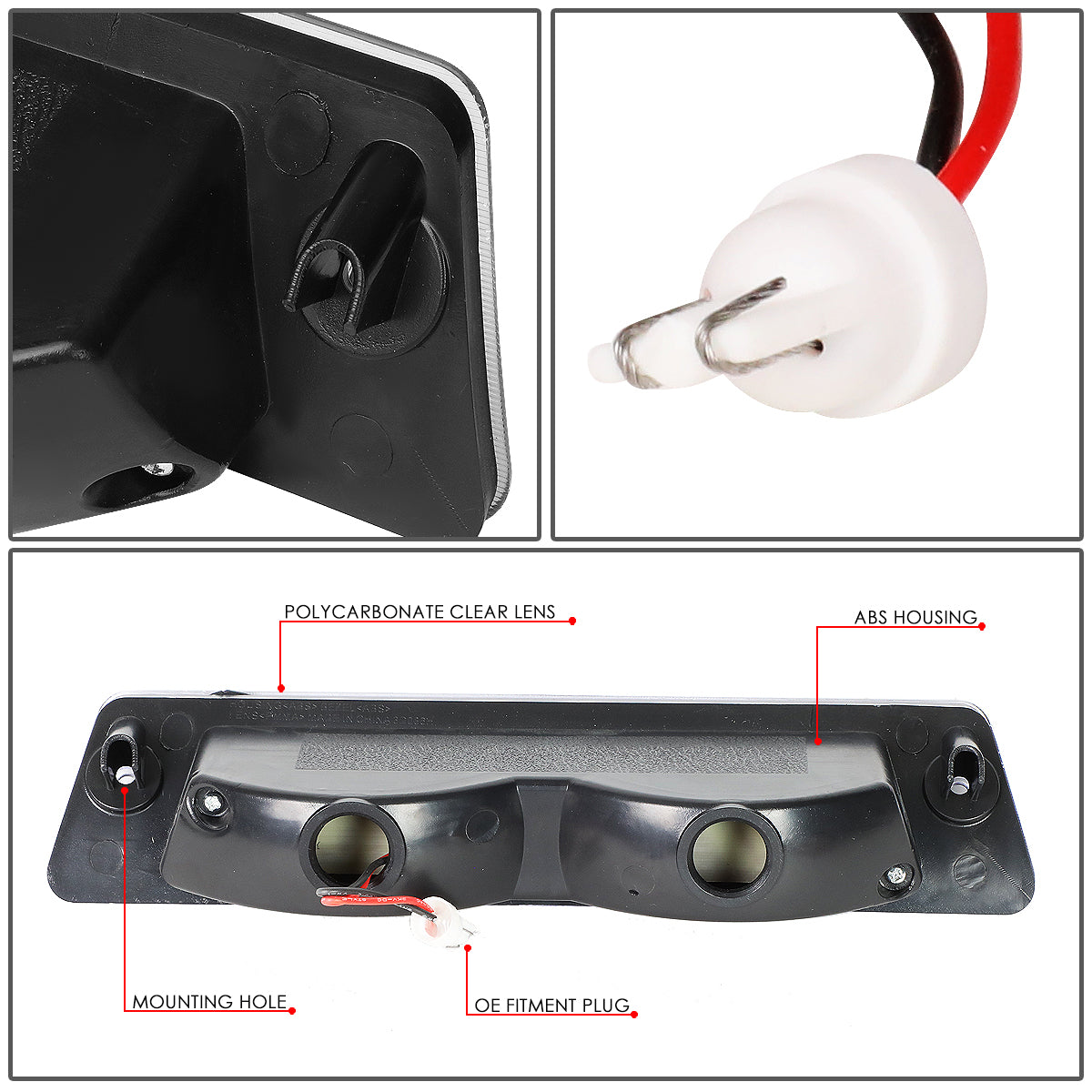 LUZ DE FRENO 87-93 FORD MUSTANG LX - FITS HATCHBACK MODELS WITH OEM SPOILER - PLUGS INTO FACTORY BULB SOCKET - 3D - LED - CHROME