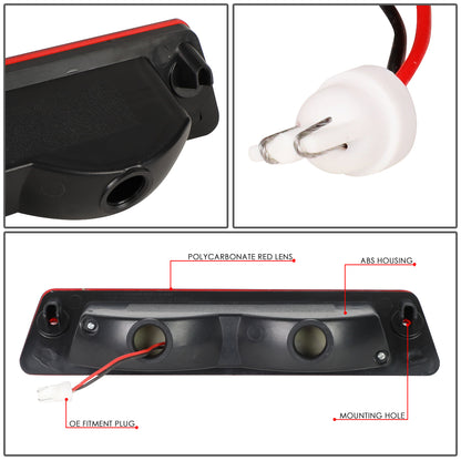 LUZ DE FRENO 87-93 FORD MUSTANG LX - FITS HATCHBACK MODELS WITH OEM SPOILER - PLUGS INTO FACTORY BULB SOCKET - 3D - LED - RED