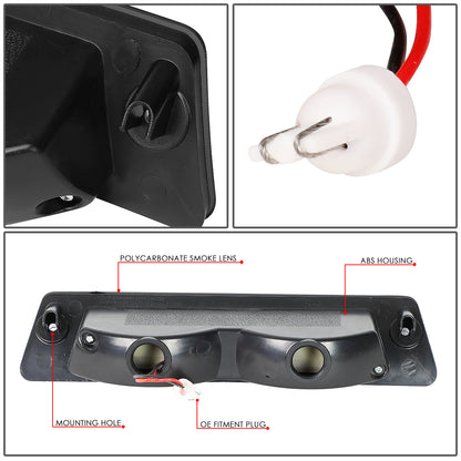 LUZ DE FRENO 87-93 FORD MUSTANG LX - FITS HATCHBACK MODELS WITH OEM SPOILER - PLUGS INTO FACTORY BULB SOCKET - 3D - LED - SMOKE