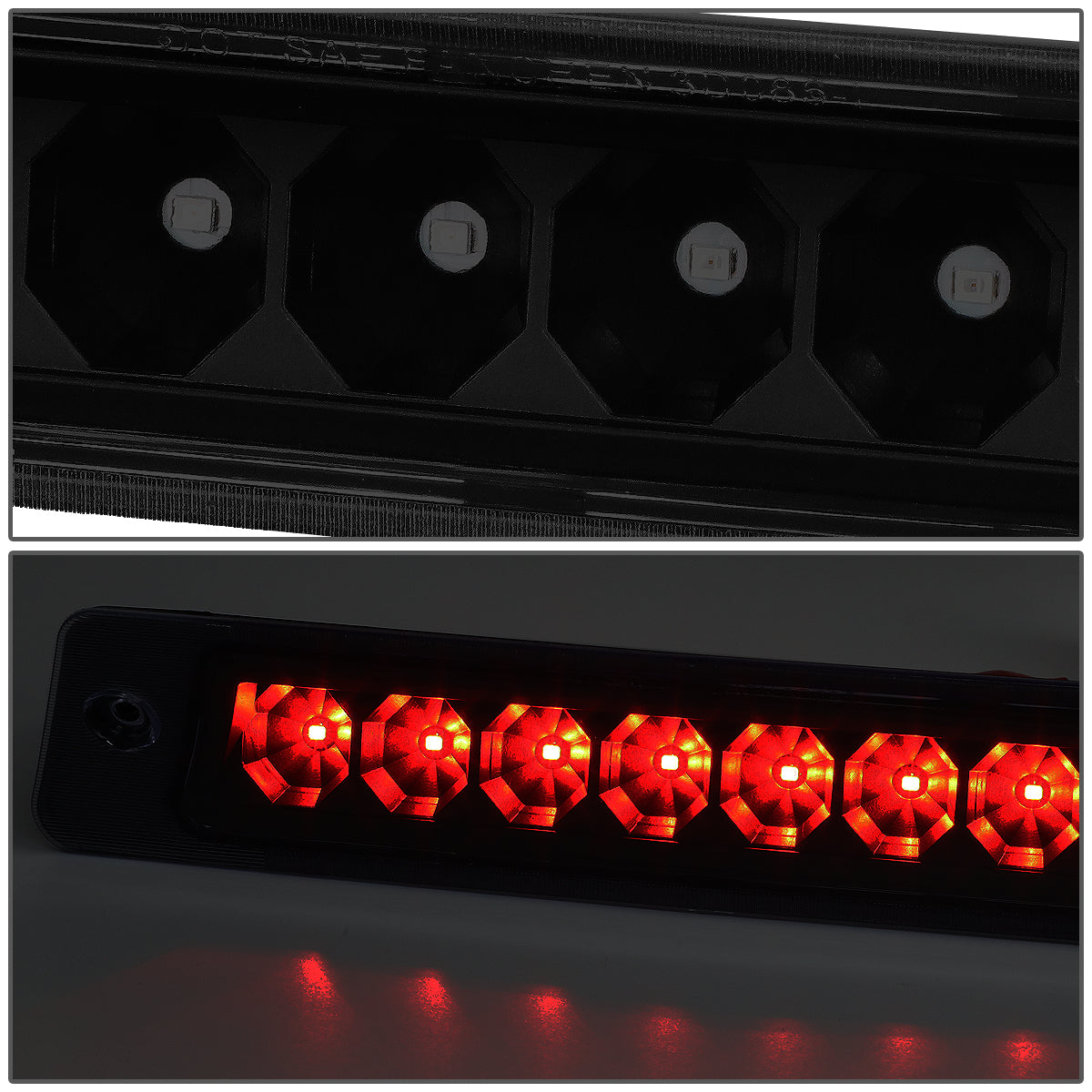 LUZ DE FRENO 87-93 FORD MUSTANG LX - FITS HATCHBACK MODELS WITH OEM SPOILER - PLUGS INTO FACTORY BULB SOCKET - LED - BLACK / SMOKE