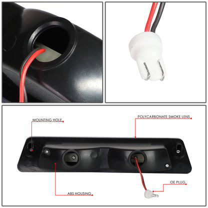 LUZ DE FRENO 87-93 FORD MUSTANG LX - FITS HATCHBACK MODELS WITH OEM SPOILER - PLUGS INTO FACTORY BULB SOCKET - LED - BLACK / SMOKE