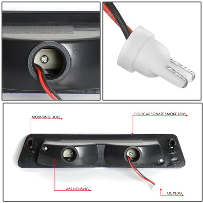 LUZ DE FRENO 87-93 FORD MUSTANG LX - FITS HATCHBACK MODELS WITH OEM SPOILER - PLUGS INTO FACTORY BULB SOCKET - LED - SMOKE