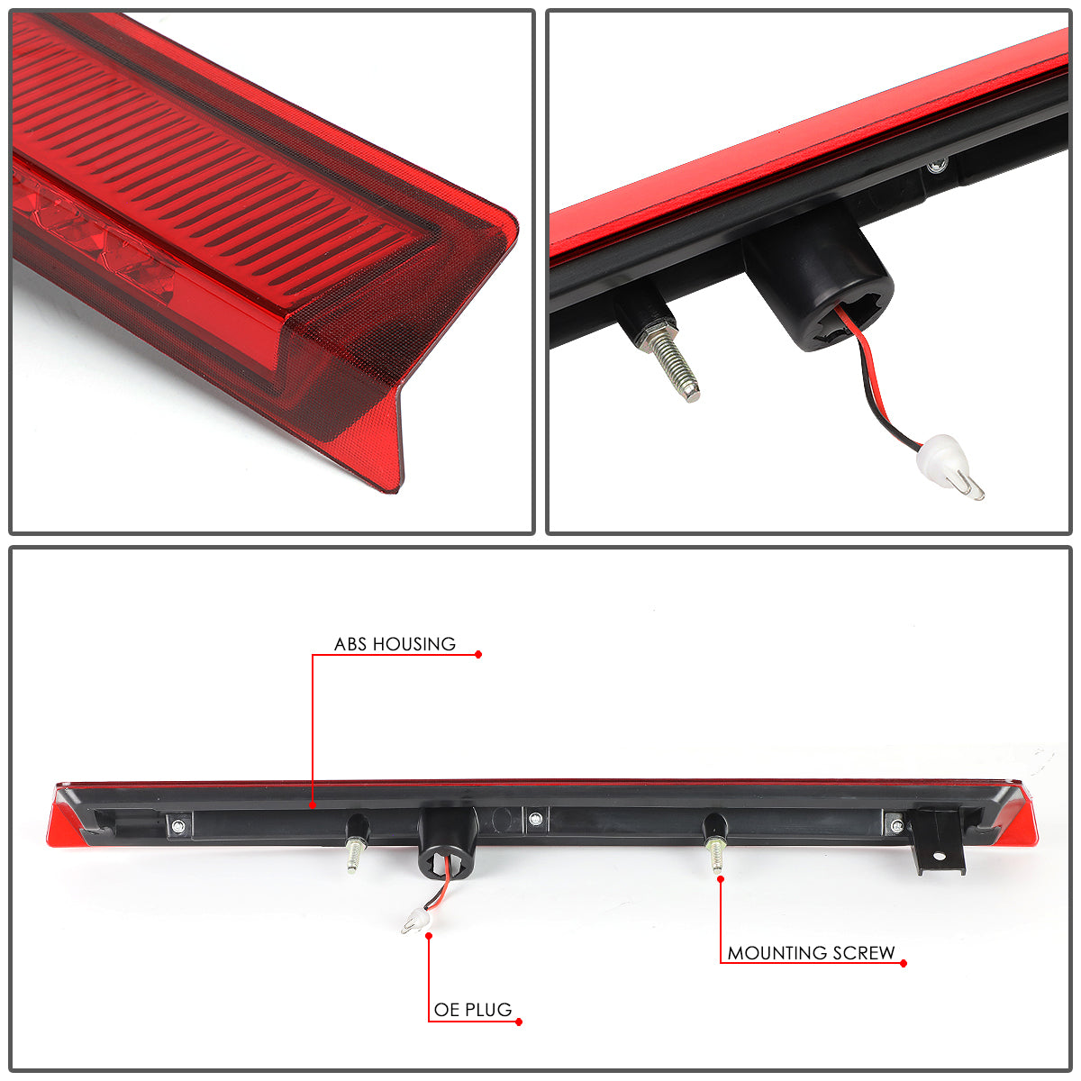 LUZ DE FRENO 99-04 FORD MUSTANG - DOES NOT FIT COBRA MODEL - LED - RED