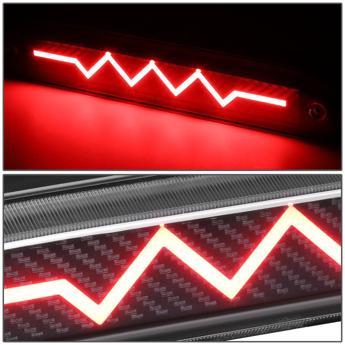 LUZ DE FRENO 94-10 MAZDA B2300, B2500, B3000, B4000 / 93-11 FORD RANGER / 01-05 FORD EXPLORER SPORT TRAC / 99-16 FORD F-250SD, F-350SD, F-450SD, F-550SD - 3D - SEQUENTIAL HEARTBEAT LED - BLACK