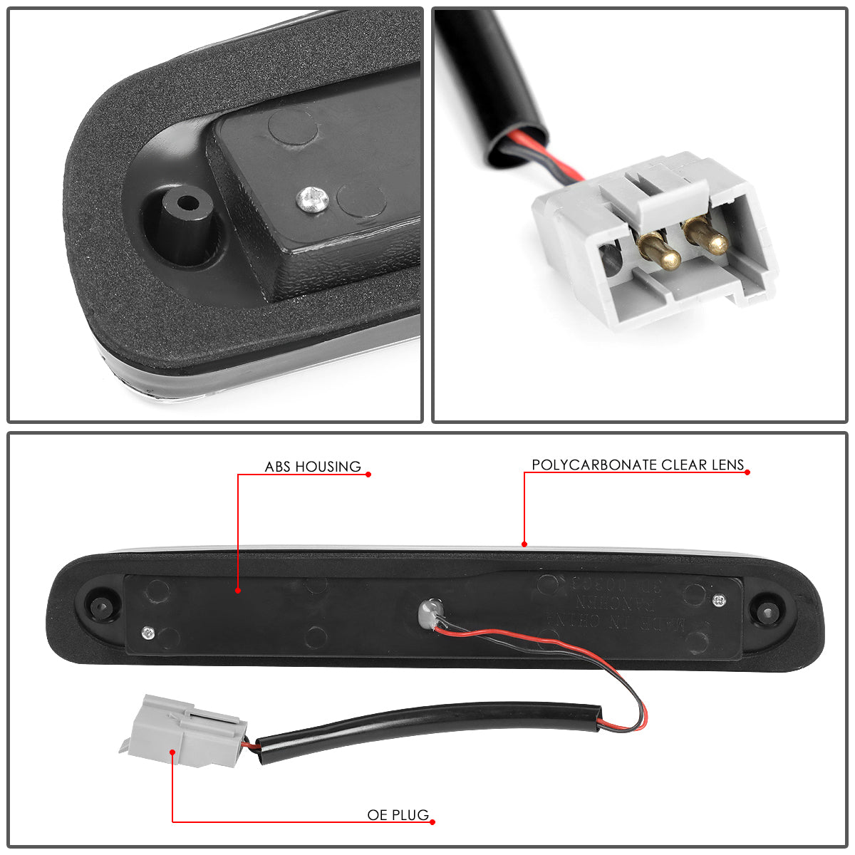 LUZ DE FRENO 94-10 MAZDA B2300, B2500, B3000, B4000 / 93-11 FORD RANGER / 01-05 FORD EXPLORER SPORT TRAC / 99-16 FORD F-250SD, F-350SD, F-450SD, F-550SD - 3D - SEQUENTIAL HEARTBEAT LED - BLACK
