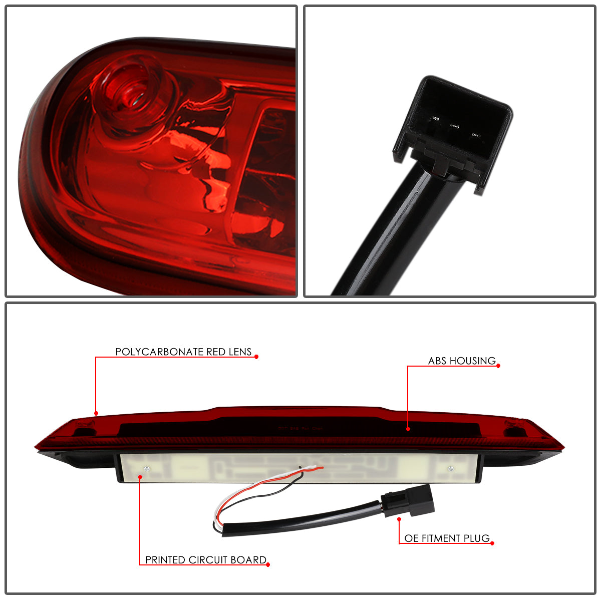 LUZ DE FRENO 07-13 CHEVY SILVERADO 1500, 1500HD, GMC SIERRA 1500, 1500HD / 07-14 SILVERADO 2500, 3500, HD MODELS, GMC SIERRA 2500, 3500, HD MODELS / 09-10 HUMMER H3T - 3D - LED - RED