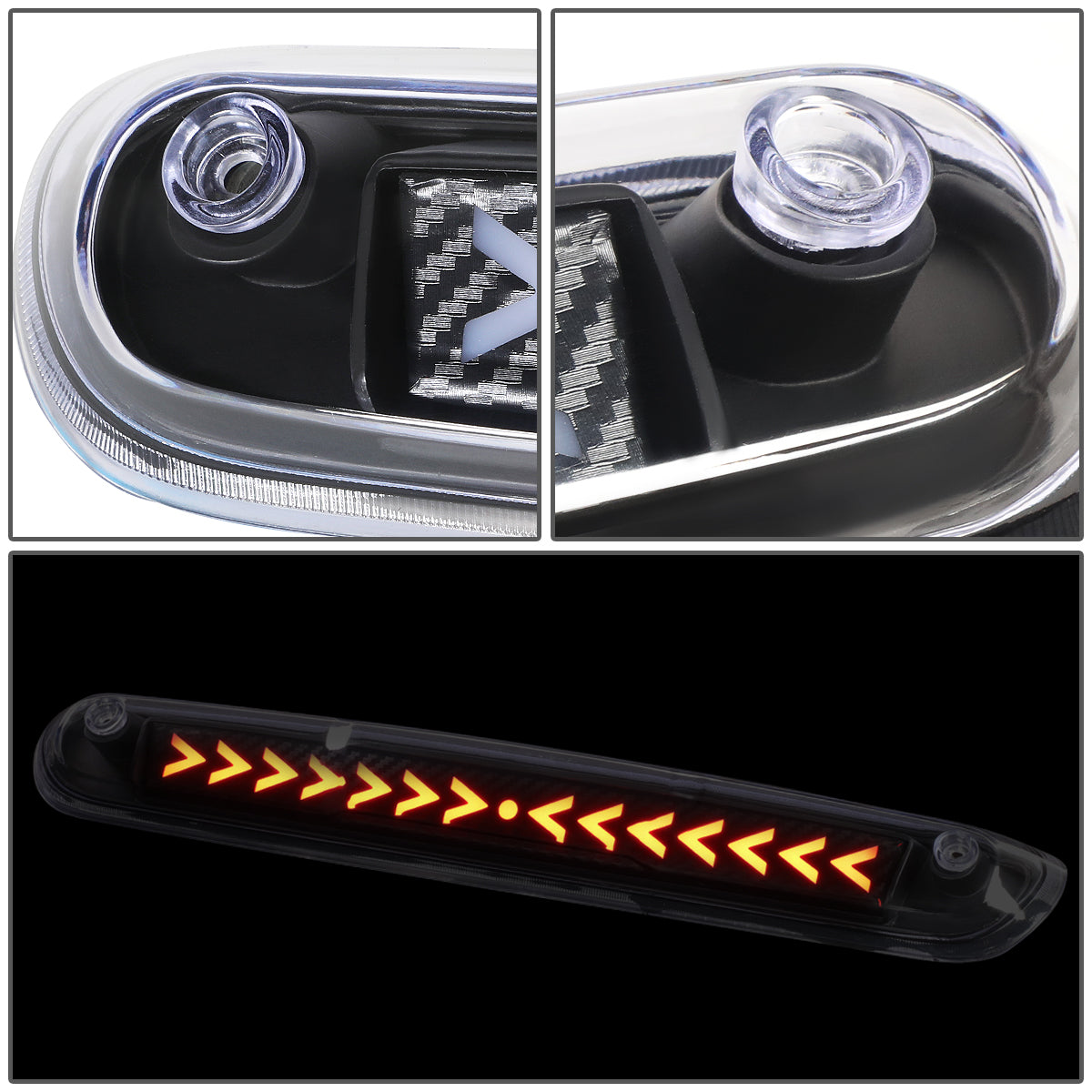 LUZ DE FRENO 07-13 CHEVY SILVERADO 1500, 1500HD, GMC SIERRA 1500, 1500HD / 07-14 SILVERADO 2500, 3500, HD MODELS, GMC SIERRA 2500, 3500, HD MODELS / 09-10 HUMMER H3T - 3D - LED - SEQUENTIAL ARROW LED - BLACK