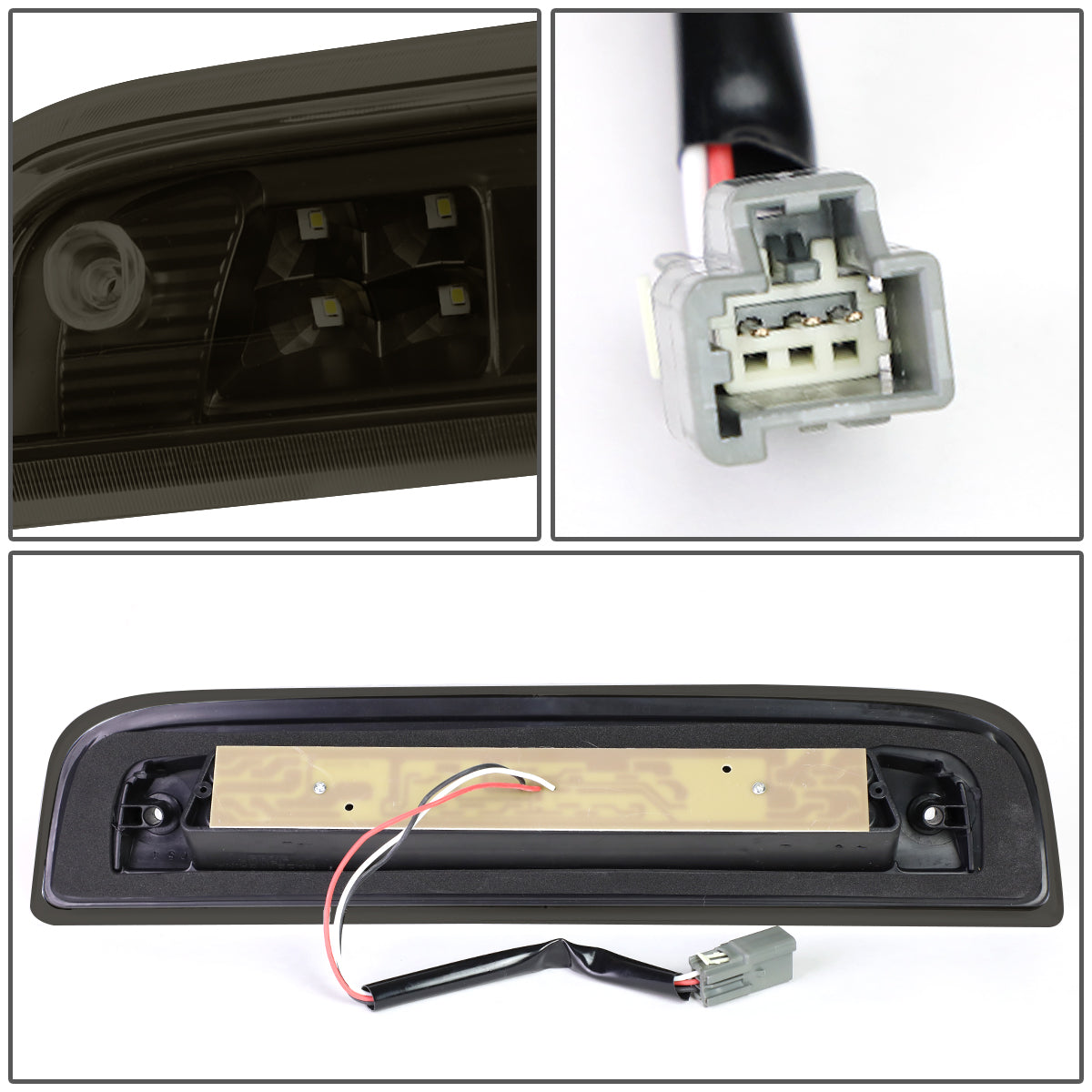 LUZ DE FRENO 14-20 CHEVY SILVERADO 1500, GMC SIERRA 1500 / 15-20 SILVERADO 2500HD, 3500HD, SIERRA 2500HD, 3500HD / 2019 GMC SIERRA 1500 LIMITED - FITS MODELS WITH CARGO LIGHT - 3D - LED - BLACK / SMOKE