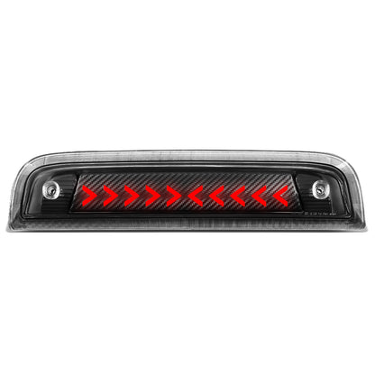 LUZ DE FRENO 14-20 CHEVY SILVERADO 1500 / 14-18 GMC SIERRA 1500 / 15-19 SILVERADO 2500, 3500, SIERRA 2500, 3500 / 2019 SIERRA 1500 LIMITED - FITS MODELS WITH CARGO LIGHT - 3D - SEQUENTIAL ARROW LED - BLACK