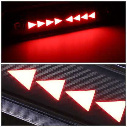 LUZ DE FRENO 14-20 CHEVY SILVERADO 1500 / 14-18 GMC SIERRA 1500 / 15-19 SILVERADO 2500, 3500, SIERRA 2500, 3500 / 2019 SIERRA 1500 LIMITED - FITS MODELS WITH CARGO LIGHT - 3D - SEQUENTIAL TRIANGLE LED - BLACK