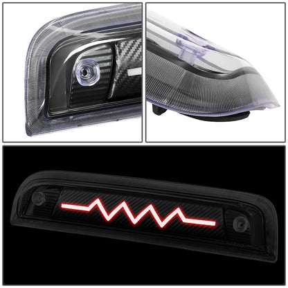 LUZ DE FRENO 14-20 CHEVY SILVERADO 1500 / 14-18 GMC SIERRA 1500 / 15-19 SILVERADO 2500, 3500, SIERRA 2500, 3500 / 2019 SIERRA 1500 LIMITED - FITS MODELS WITH CARGO LIGHT - 3D - SEQUENTIAL HEARTBEAT LED - BLACK
