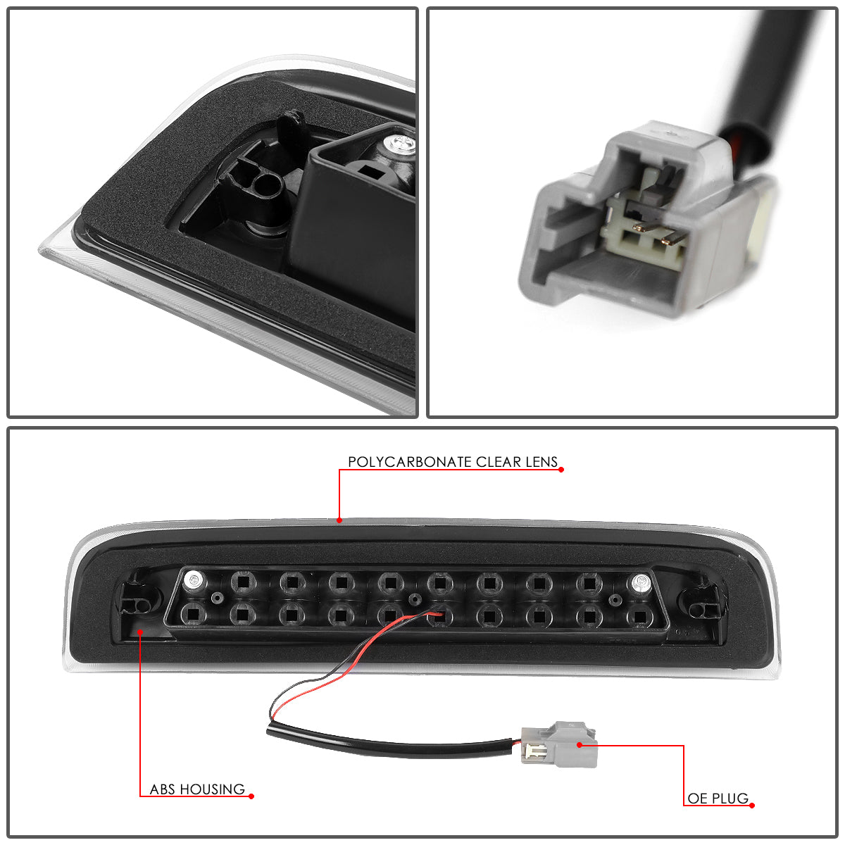 LUZ DE FRENO 14-20 CHEVY SILVERADO 1500 / 14-18 GMC SIERRA 1500 / 15-19 SILVERADO 2500, 3500, SIERRA 2500, 3500 / 2019 SIERRA 1500 LIMITED - FITS MODELS WITH CARGO LIGHT - 3D - SEQUENTIAL HEARTBEAT LED - BLACK