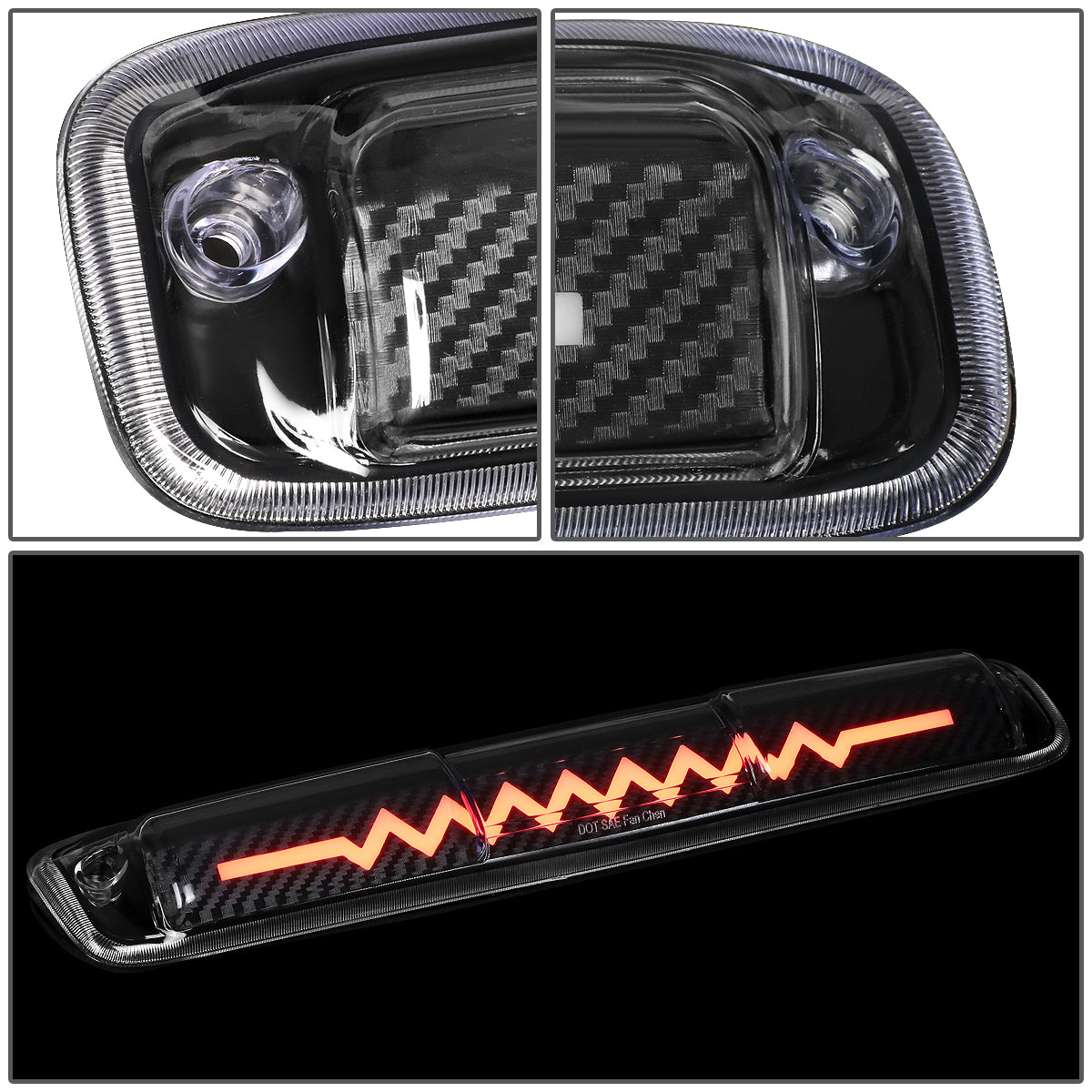 LUZ DE FRENO 99-06 CHEVY SILVERADO 1500, 2500, 3500, HD MODELS, GMC SIERRA 1500, 2500, 3500, HD MODELS / 2007 SILVERADO 1500, 2500, 3500, HD MODELS CLASSIC, SIERRA 1500, 2500, 3500 , HD MODELS CLASSIC - 3D - SEQUENTIAL HEARTBEAT LED - BLACK