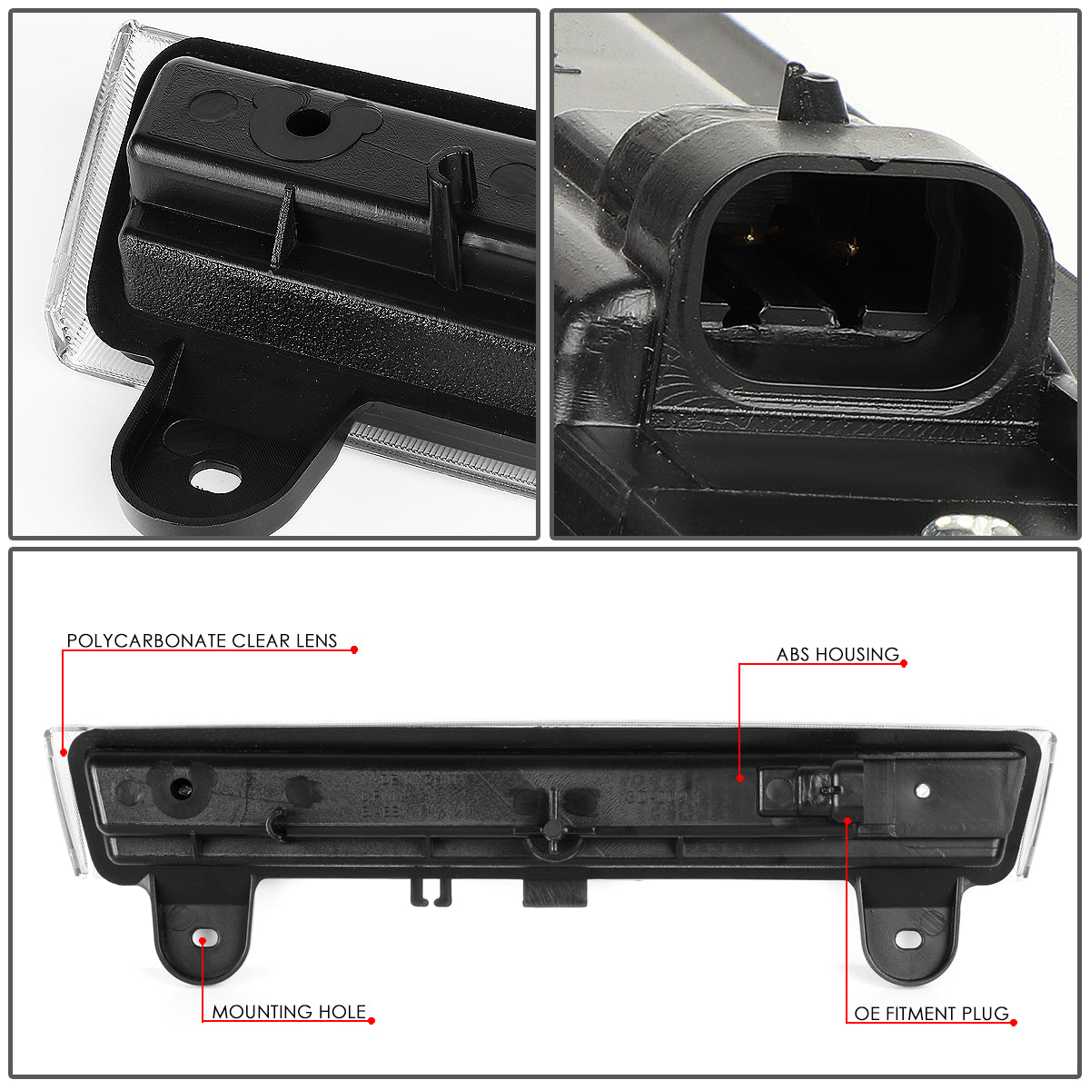 LUZ DE FRENO 00-06 CHEVY SUBURBAN 1500, 2500, TAHOE, GMC YUKON, YUKON XL 1500, 2500 - FITS LIFTGATE MODEL REAR DOORS ONLY - 3D - LED - BLACK
